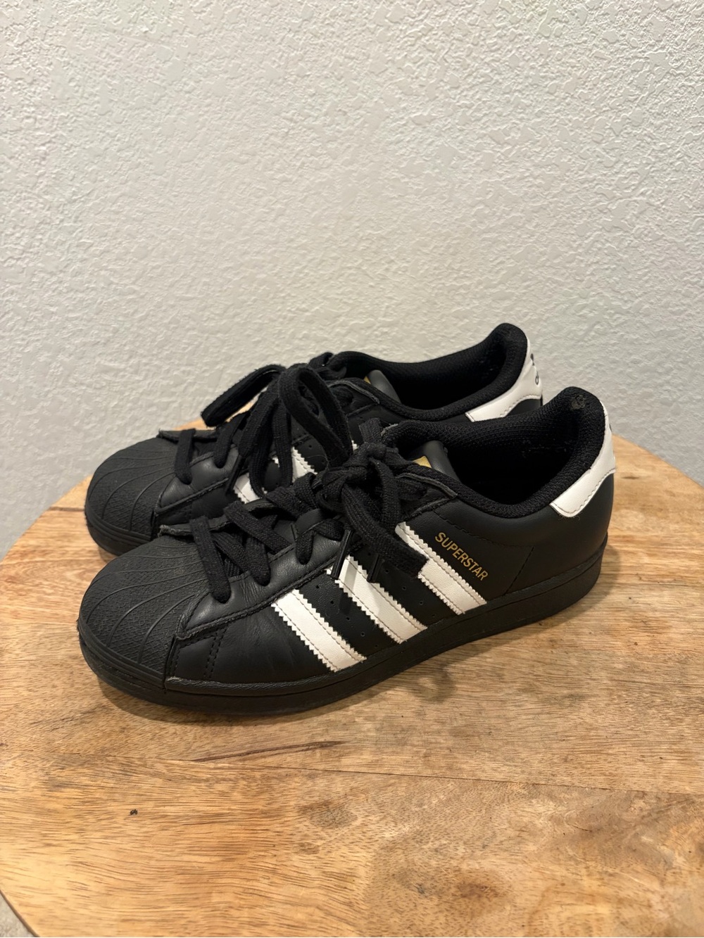 adidas Kids Superstar Black with White Stripes Sneakers